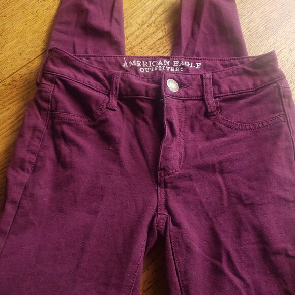 American Eagle Burgundy Jeggings Women’s 2 W26 L30 | Stretchy Fall Leggings - Picture 5 of 9